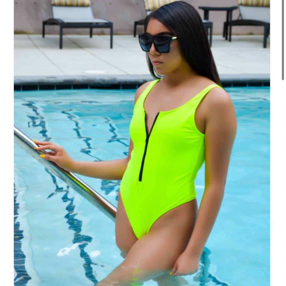Neon yellow bathing suit